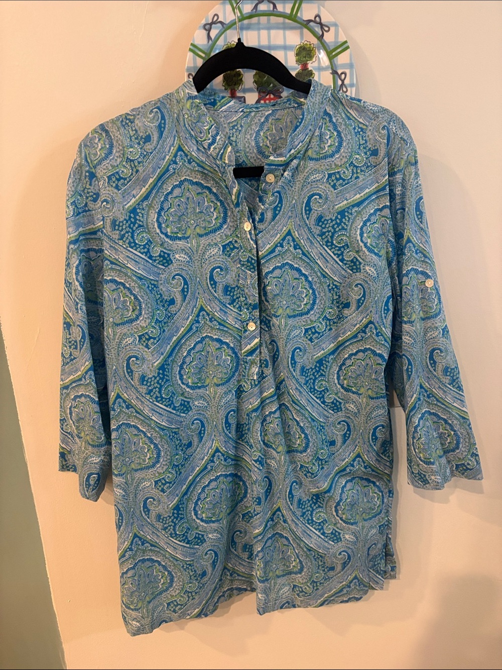 J McLaughlin paisley tunic top blouse